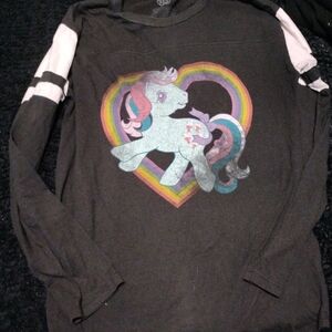 My Little Pony Black Tee with Pony and Heart Rainbow